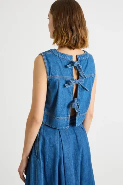 Top crop in jeans - Blu