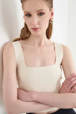 Top crop in maglia - Bianco