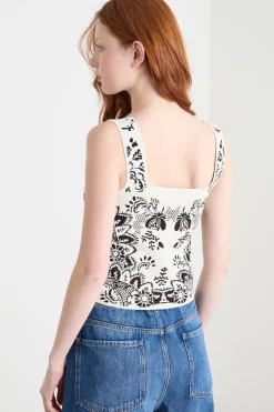 Top crop in maglia - Bianco Nero