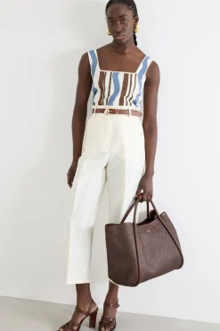 Top crop in maglia - Blu Marrone