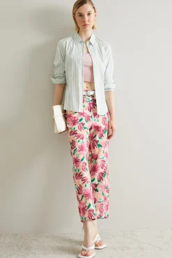Top cropped a costine - Rosa