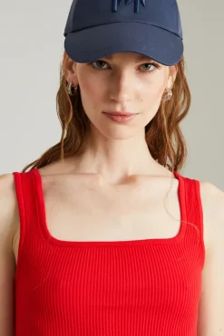 Top cropped a costine - Rosso