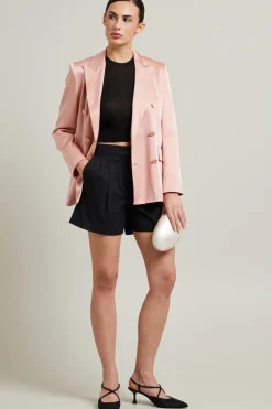 Top cropped in maglia crépe - Nero