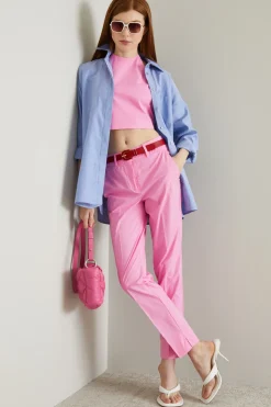 Top cropped in popeline - Rosa