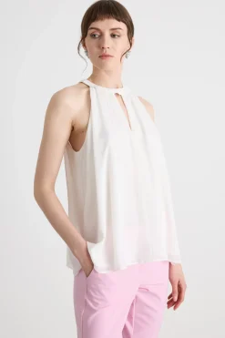 Top halterneck in georgette - Bianco