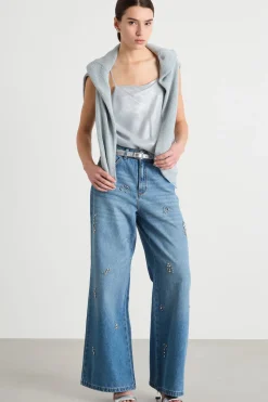 Top in chiffon laminato - Azzurro