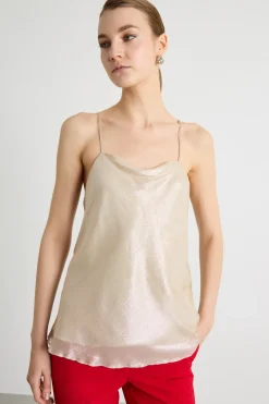 Top in chiffon laminato - Beige