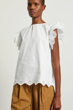 Top in cotone sangallo - Bianco
