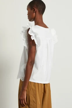 Top in cotone sangallo - Bianco