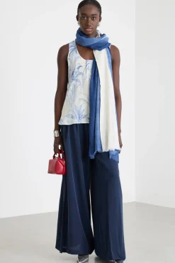 Top in crepe de chine - Azzurro Bianco
