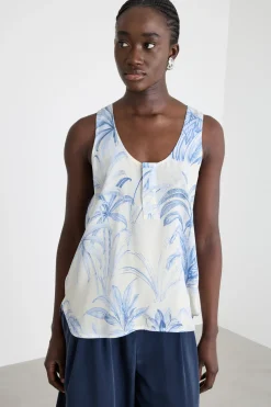 Top in crepe de chine - Azzurro Bianco
