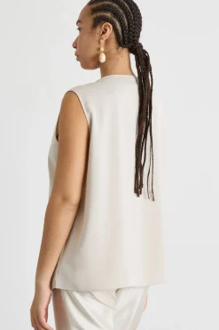 Top in crepe lucido - Avorio