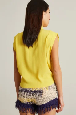 Top in crépe con nodo - Giallo