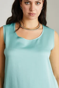 Top in enver satin - Verde Acqua
