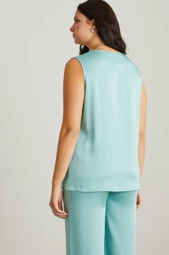 Top in enver satin - Verde Acqua