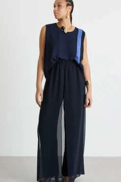 Top in georgette - Blu Azzurro