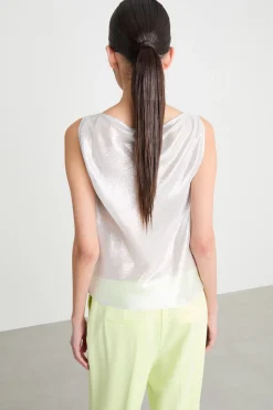 Top in georgette laminata - Argento