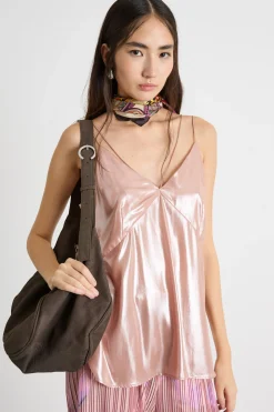 Top in georgette laminata - Rosa
