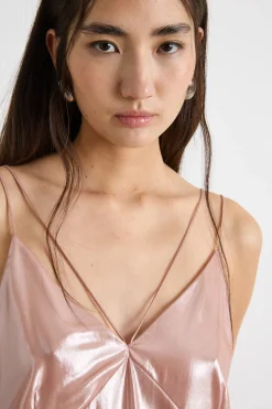 Top in georgette laminata - Rosa