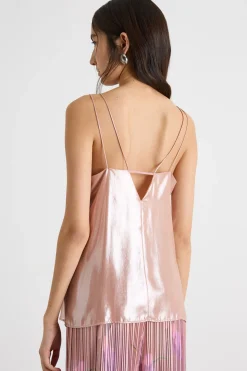 Top in georgette laminata - Rosa