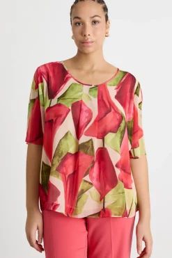 Top in georgette stampata - Rosa