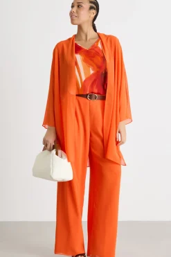 Top in georgette stampato - Arancione