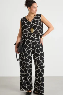 Top in georgette stampato - Nero Bianco