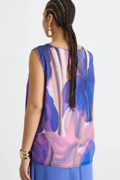 Top in georgette stampato - Viola