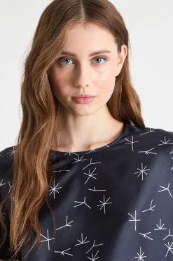 Top in jersey con inserto in twill - Blu