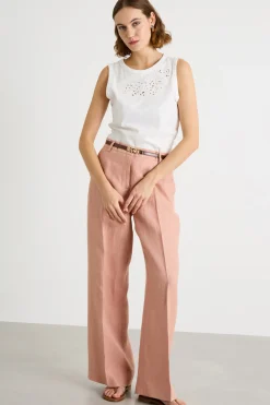 Top in jersey con ricamo sangallo - Bianco