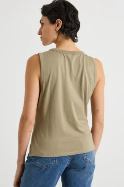 Top in jersey con ricamo sangallo - Verde