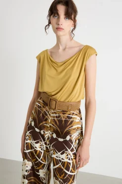Top in jersey con scollo morbido - Giallo