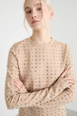 Top in jersey con strass - Rosa