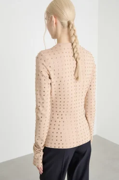 Top in jersey con strass - Rosa