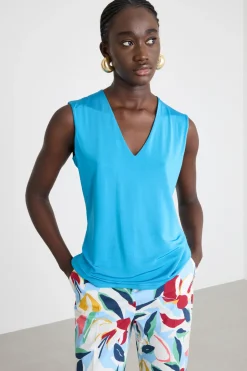 Top in jersey fluido - Azzurro