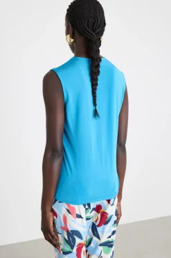 Top in jersey fluido - Azzurro