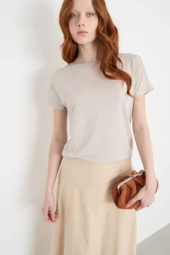 Top in jersey laminato - Avorio