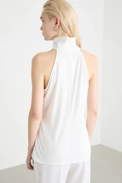 Top in jersey laminato - Bianco