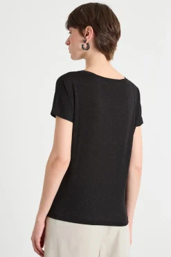 Top in jersey laminato - Nero
