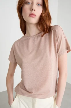 Top in jersey laminato - Rosa