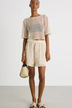Top in jersey macramè - Bianco