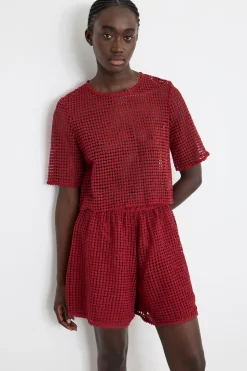 Top in jersey macramè - Rosso