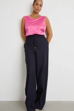 Top in jersey stretch e raso - Rosa