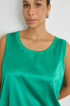 Top in jersey stretch e raso - Verde