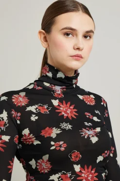 Top in jersey tulle - Nero Rosso