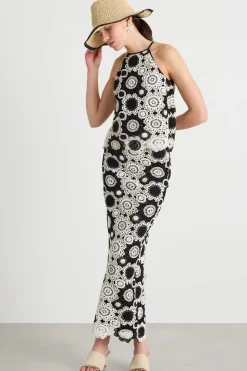 Top in macramè - Nero Bianco