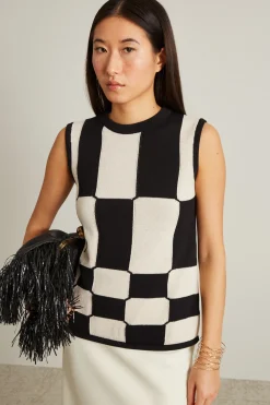 Top in maglia - Bianco Nero