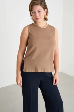 Top in maglia - Cammello
