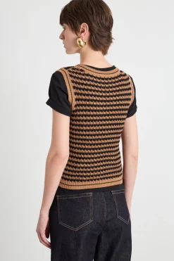 Top in maglia - Cammello Nero