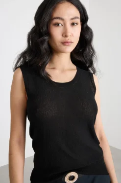 Top in maglia crepe - Nero